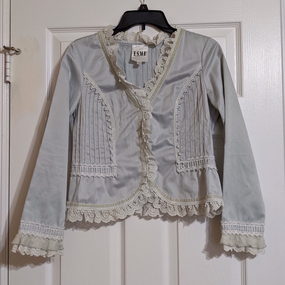 Esme Grey Long Sleeve Lace Design top